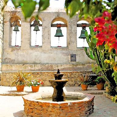 Original art, souvenir & collectible products celebrating the history of the Jewel of the Missions - Mission San Juan Capistrano and the Return of the Swallows. 