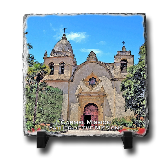 Slate Trivets with original images of the 21 California Missions and other images celebrating the beauty and history of the California Missions and mission life in a stunning and natural presentation. 