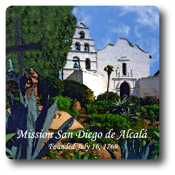 Ceramic tiles made with original art depicting the historic California Missions, Fr. Junipero Serra, the Swallows of Capistrano, Navajo images and traditional recipes. 