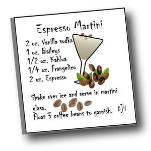 10-13027 Recipe Magnet - 2" x 2" - Espresso Martini