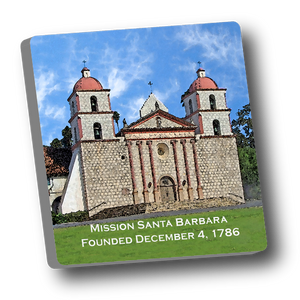 Square ceramic tile with magnet and an original image of Mission Santa Barbara (Santa Barbara)