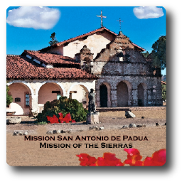 Square Aluminum Magnet with rounded corners and an original image of the Mission San Antonio de Padua (San Antonio)